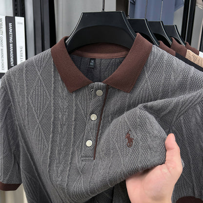 Men’s Jacquard Embroidered Knitted Polo Shirt
