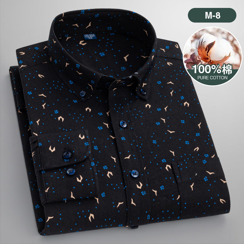Men’s Cotton Floral Print Long Sleeve Shirt
