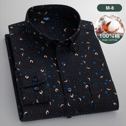 Men’s Cotton Floral Print Long Sleeve Shirt