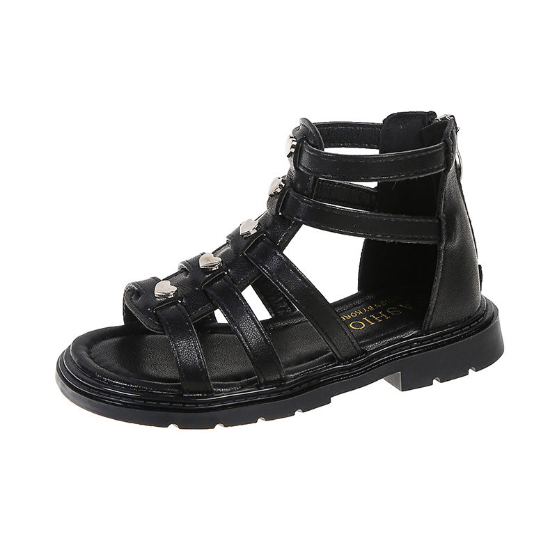 Girls’ Rivet Detail Roman Princess Sandals
