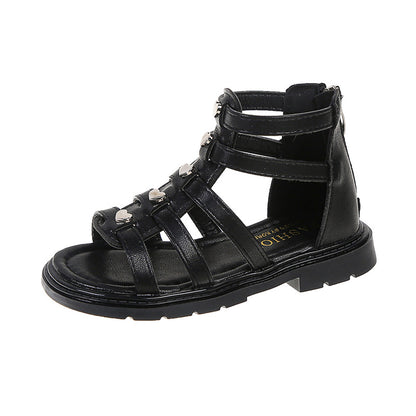 Girls’ Rivet Detail Roman Princess Sandals