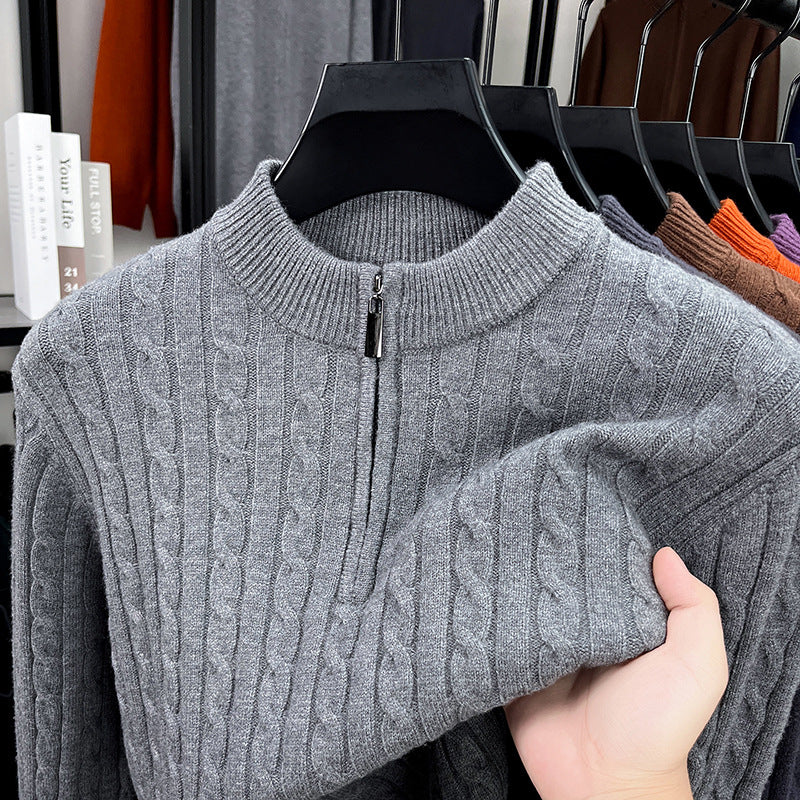 Men’s Wool Blend Jacquard Half-Zip Sweater