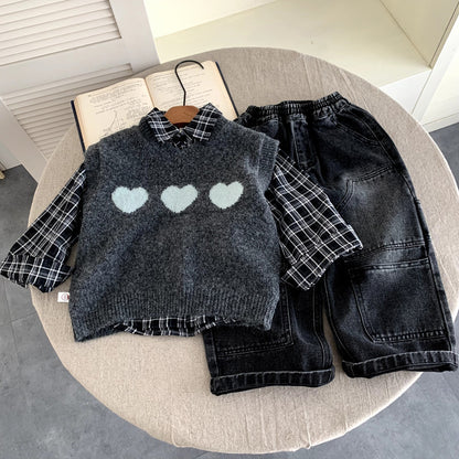Boys’ Vest, Shirt & Jeans 3-Piece Set