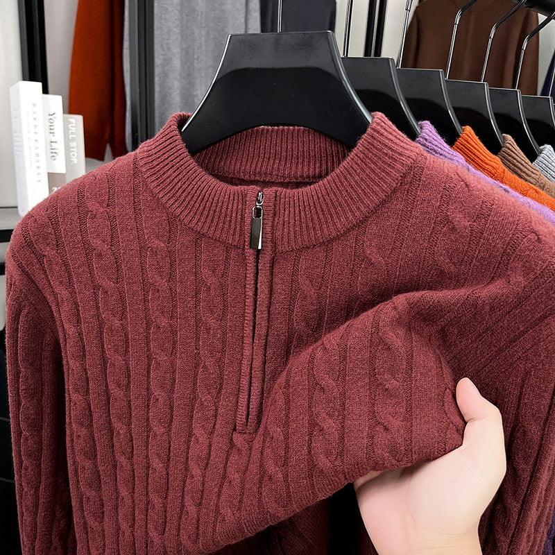 Men’s Wool Blend Jacquard Half-Zip Sweater
