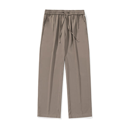 Men’s Japanese Loose-Fit Pleated Straight-Leg Pants