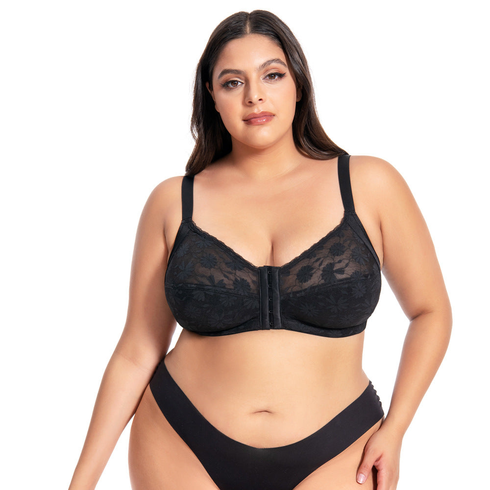 Women’s Plus-Size Wireless Lace Front-Closure Bra