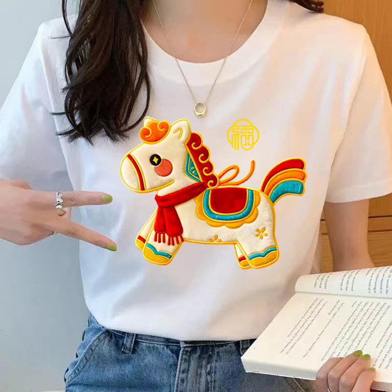 Women’s Pure Cotton Loose-Fit Crew Neck T-Shirt