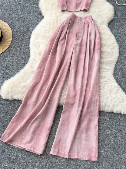 Women’s Strapless Top & Wide-Leg Pants Set