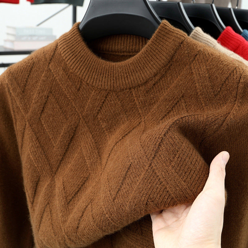 Men’s Warm Half-Turtleneck Knit Sweater