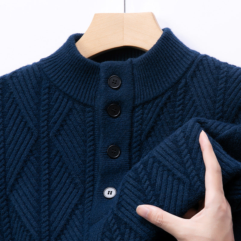 Men’s Jacquard Stand Collar Knit Sweater