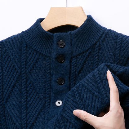 Men’s Jacquard Stand Collar Knit Sweater