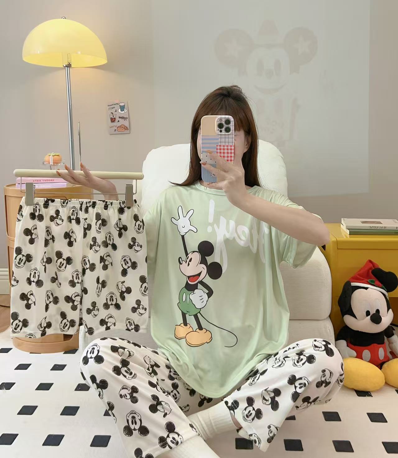 Women’s Double-Sided Milk Silk Cartoon Pajama Set (3-Piece)