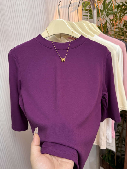 Women’s Stretch Cotton Half High-Neck Mid Sleeve Base Shirt