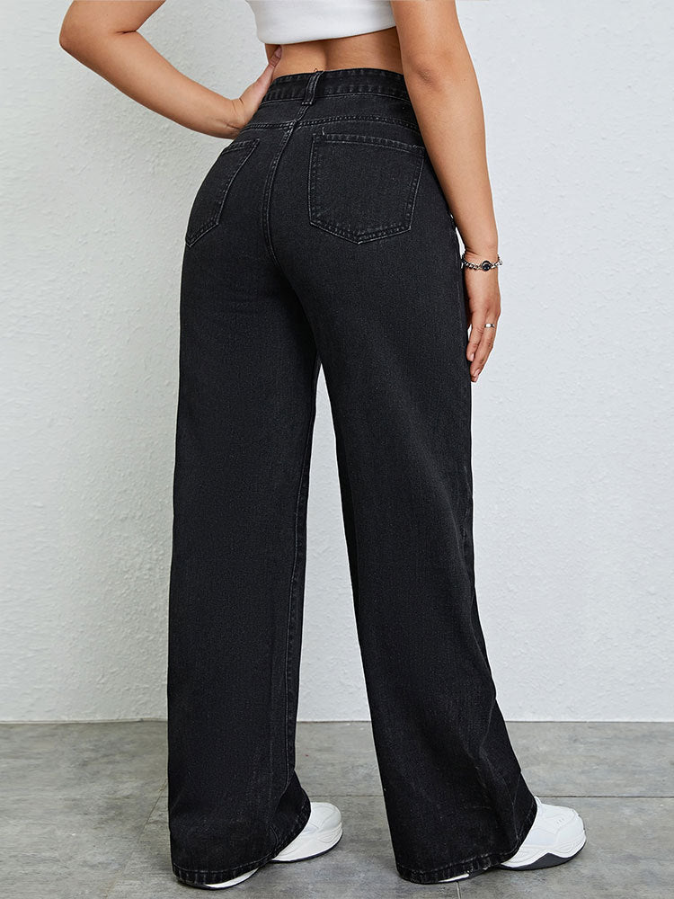 Women’s High-Waisted Black Wide-Leg Jeans