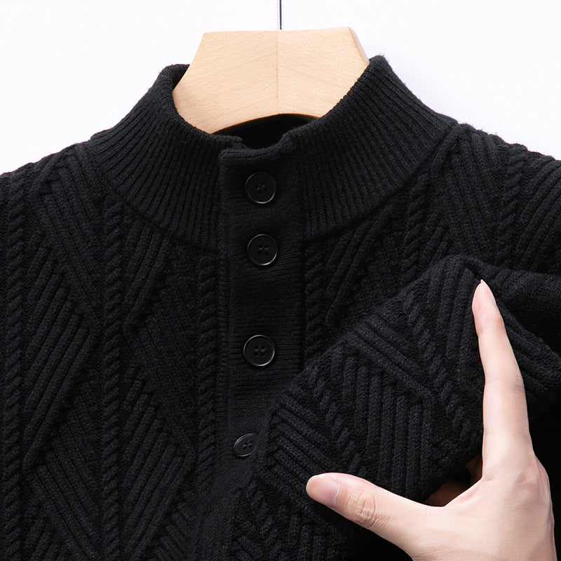 Men’s Jacquard Stand Collar Knit Sweater