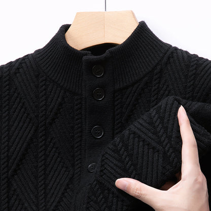 Men’s Jacquard Stand Collar Knit Sweater