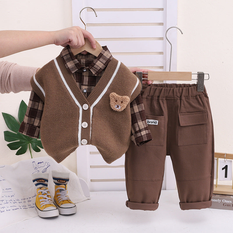 Baby Boys’ Fashion 3-Piece Bear Vest Set