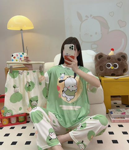 Women’s Double-Sided Milk Silk Cartoon Pajama Set (3-Piece)