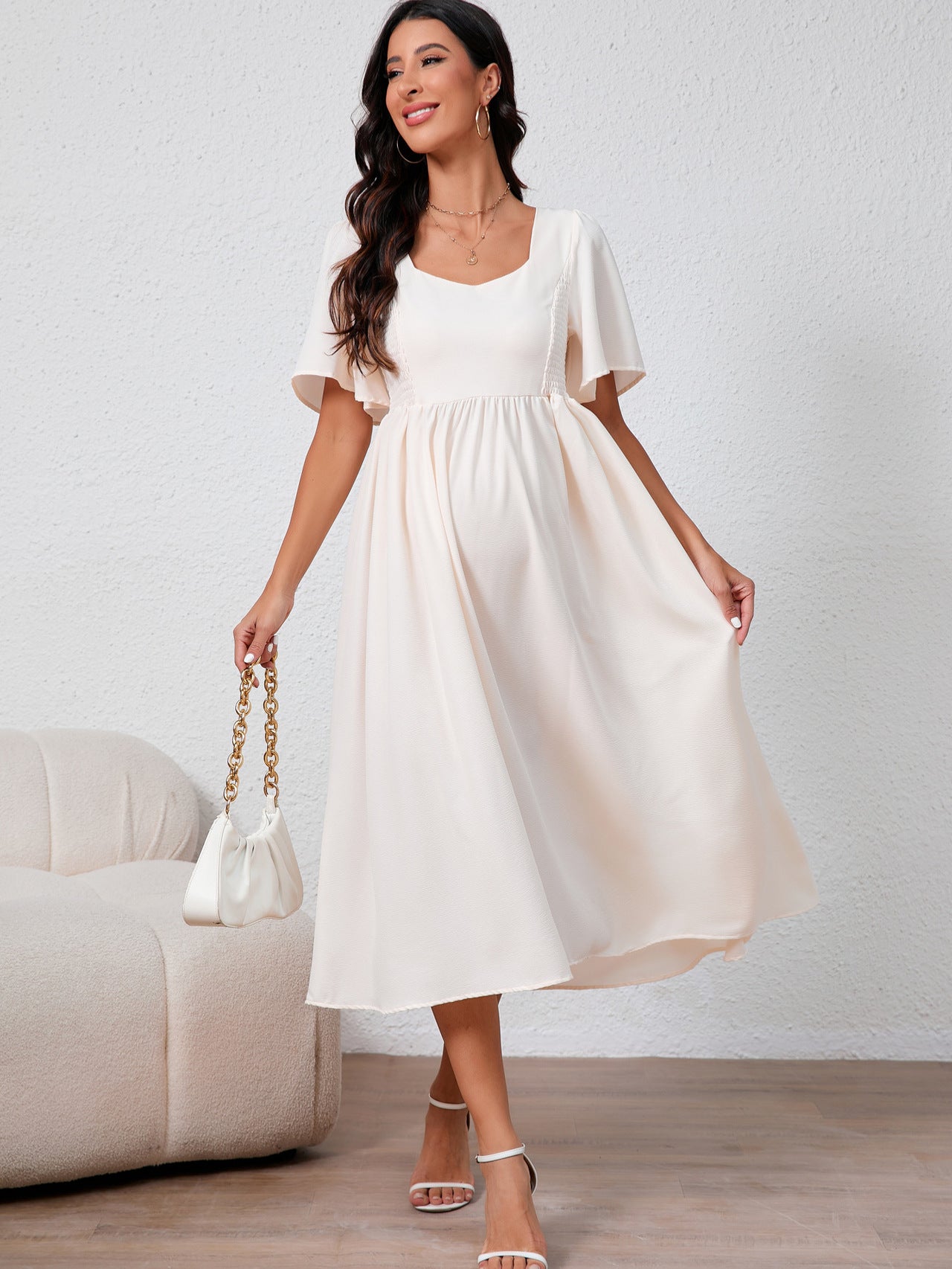 Women’s Square Neck Maternity Maxi Dress