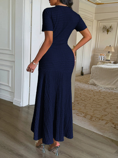 Women’s Elegant Solid Color Short Sleeve Bodycon Dress