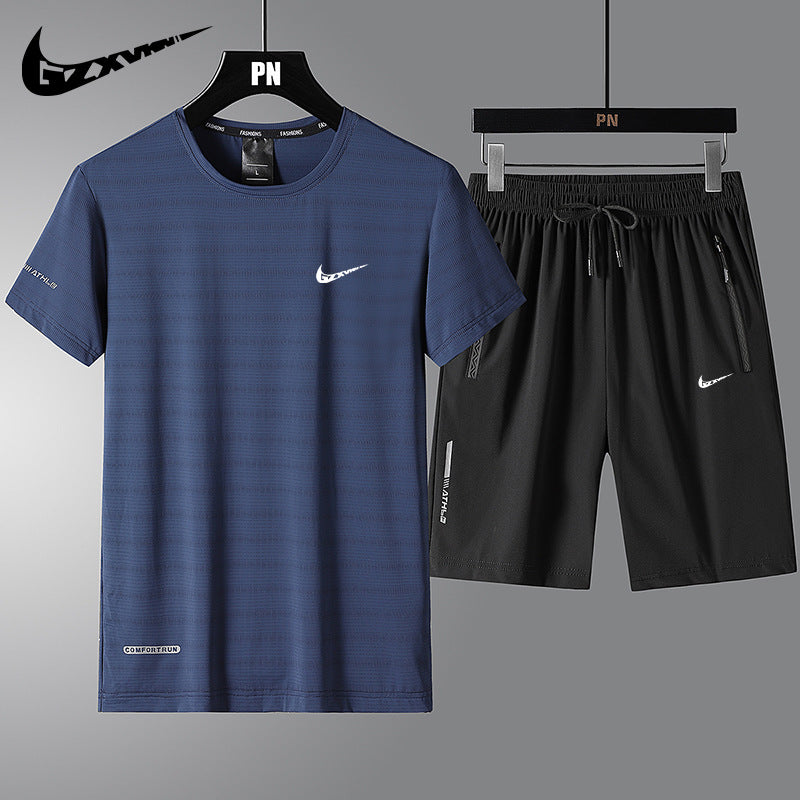 Men’s Ice Silk Quick-Dry T-Shirt & Shorts Set