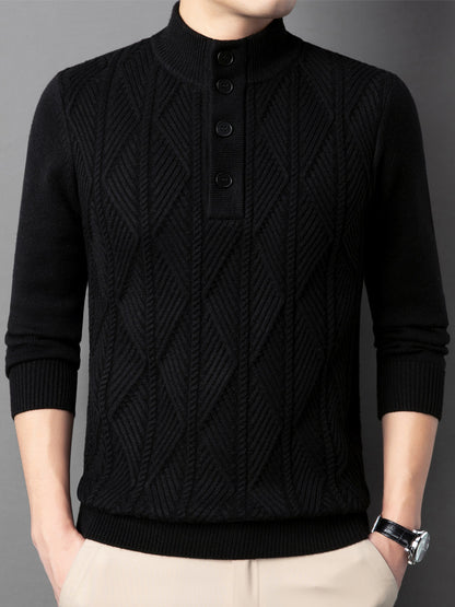 Men’s Jacquard Stand Collar Knit Sweater