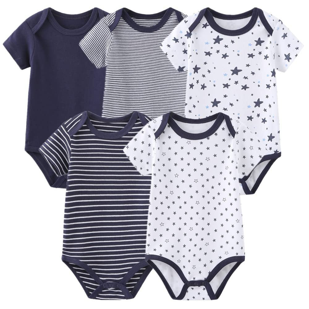 Baby Cotton Stars & Stripes 5-Piece Romper Set