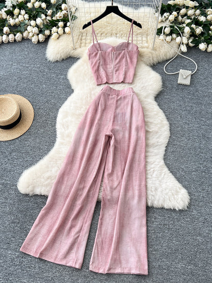 Women’s Strapless Top & Wide-Leg Pants Set