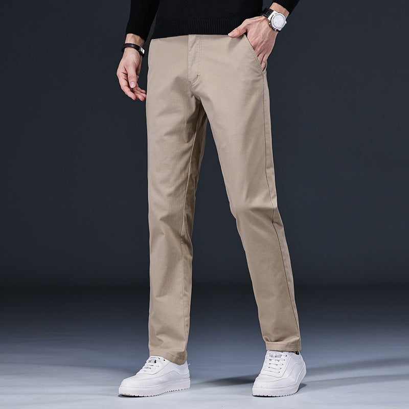 Men’s Light Luxury Cotton Loose Straight-Leg Pants