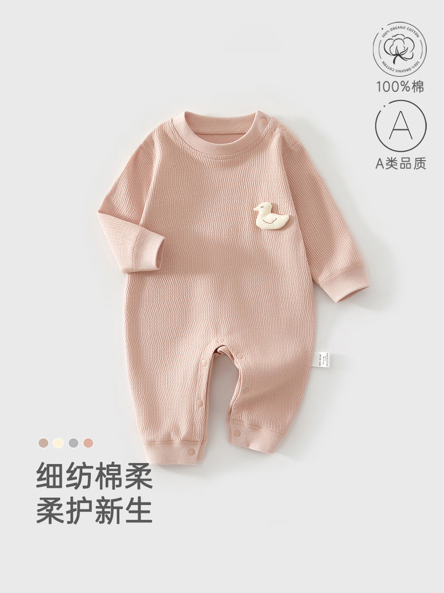 Newborn Cotton Long Sleeve Button Romper