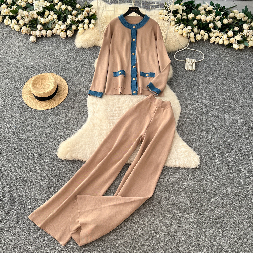 Women’s Vintage Denim Patchwork Two-Piece Set