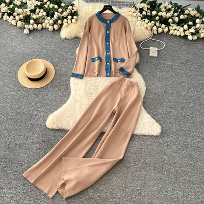 Women’s Vintage Denim Patchwork Two-Piece Set