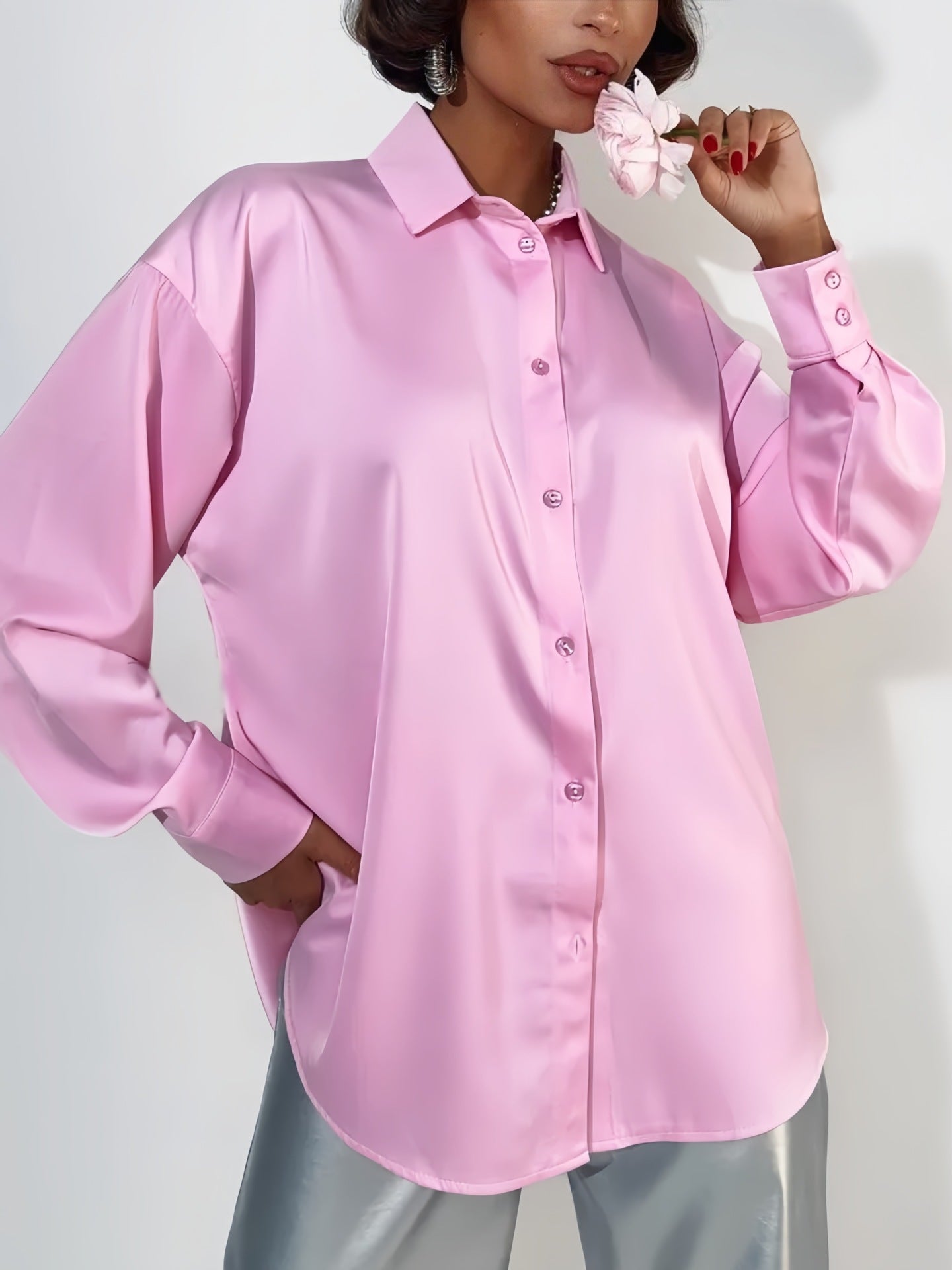 Women’s Satin Elegant Long Sleeve Shirt