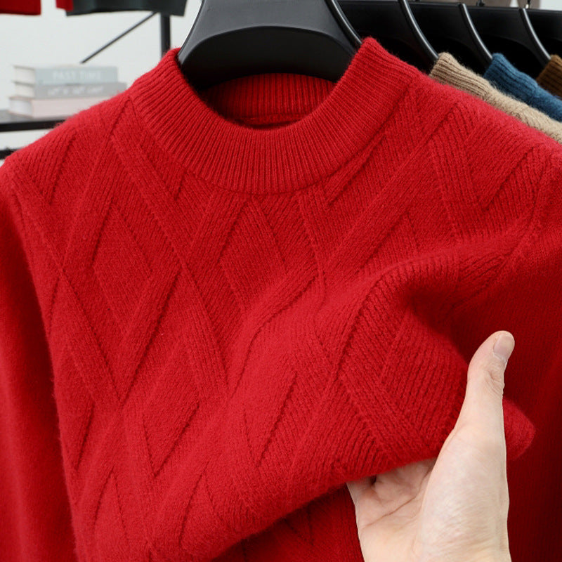 Men’s Warm Half-Turtleneck Knit Sweater