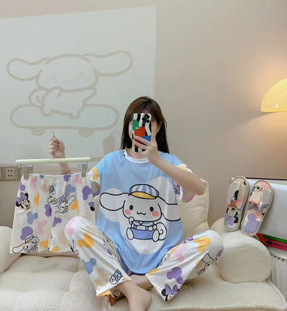 Women’s Double-Sided Milk Silk Cartoon Pajama Set (3-Piece)