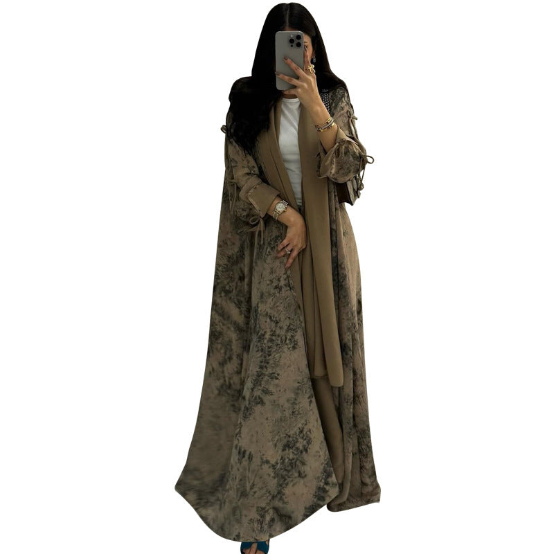 Women’s Chiffon Print Two-Piece Set with Headscarf