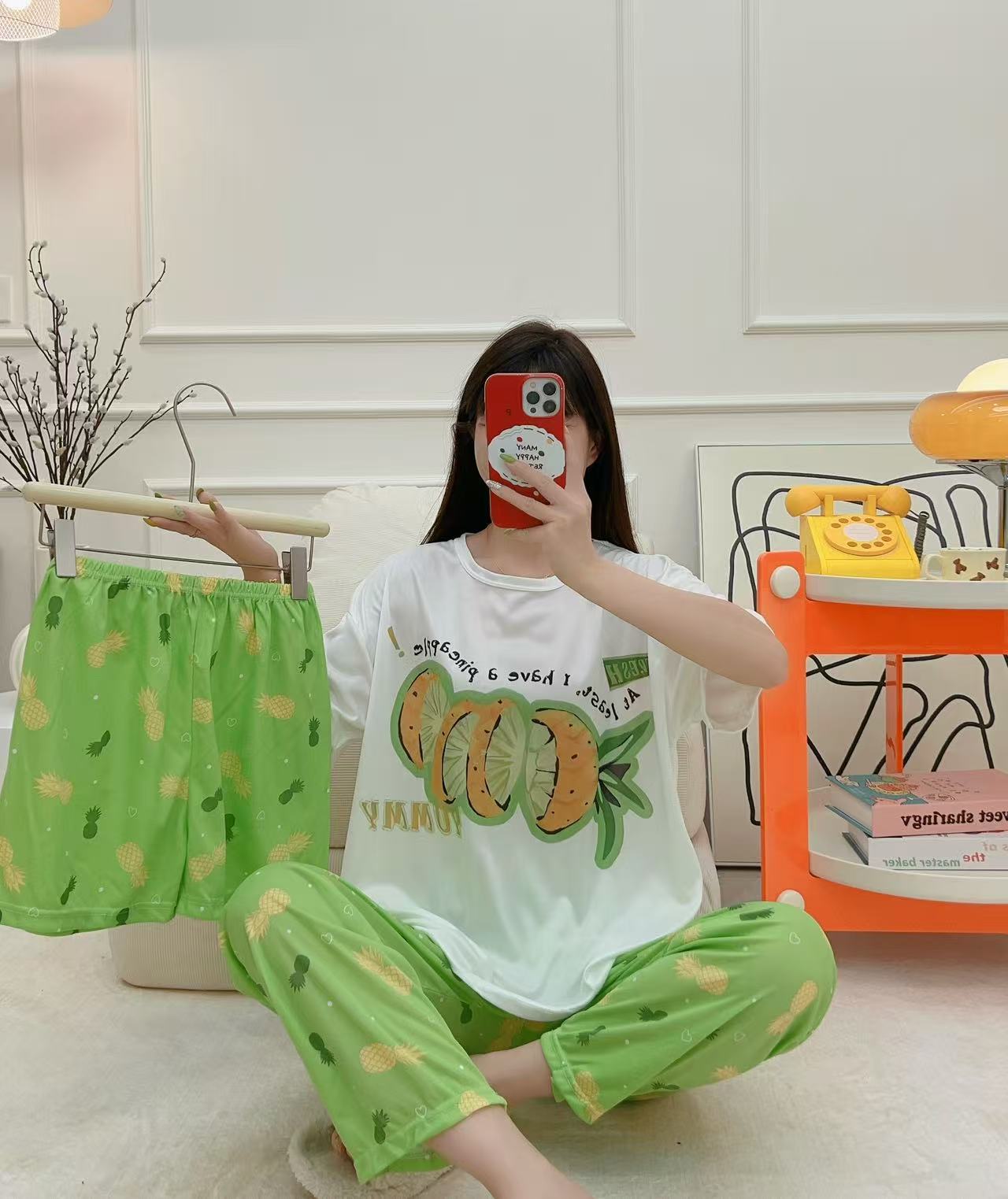 Women’s Double-Sided Milk Silk Cartoon Pajama Set (3-Piece)