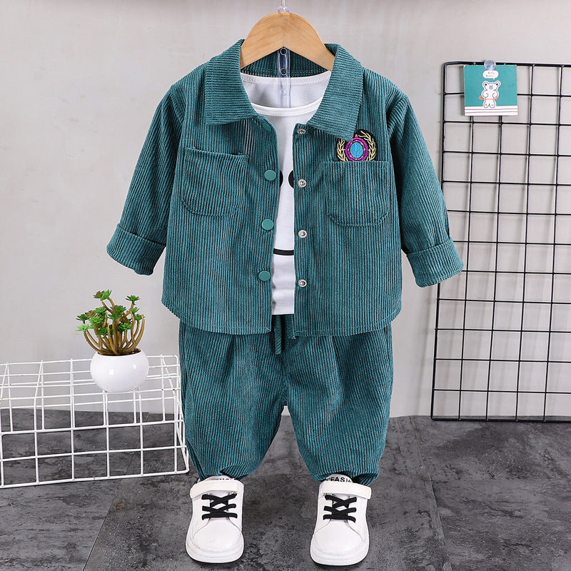 Boys’ Korean Style Corduroy Two-Piece Set