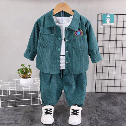 Boys’ Korean Style Corduroy Two-Piece Set