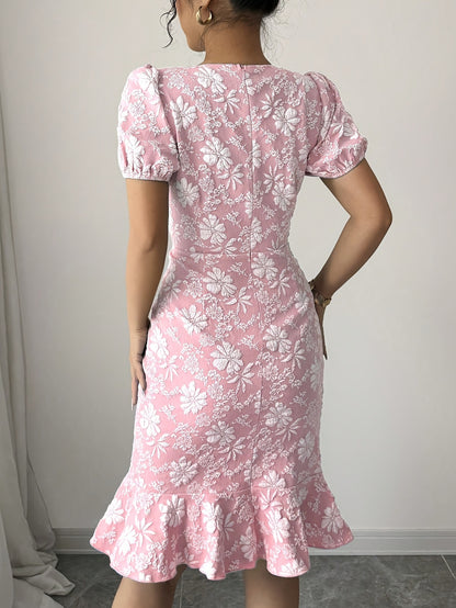 Elegant Jacquard Bodycon Maxi Dress