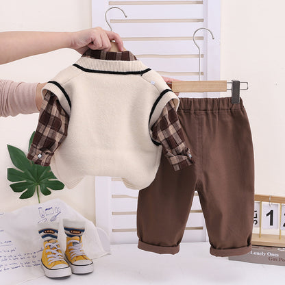 Baby Boys’ Fashion 3-Piece Bear Vest Set