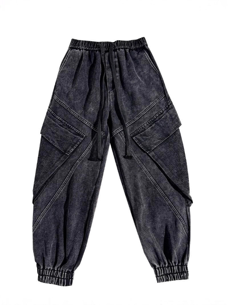Men’s Vintage Washed Wide-Leg Workwear Jeans