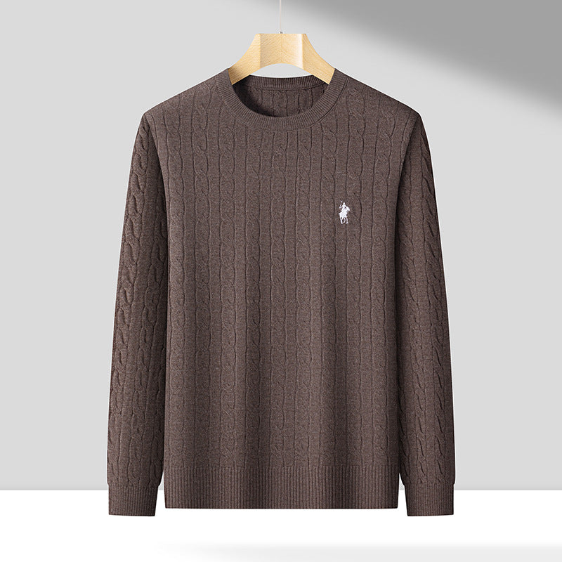 Men’s Cable Knit Embroidered Sweater