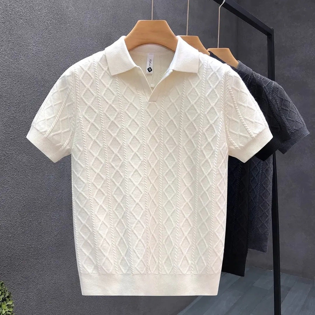 Men’s Contrast Collar Knitted Polo Shirt