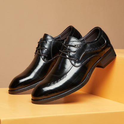 Men’s Genuine Leather Pointed Toe Derby Shoes