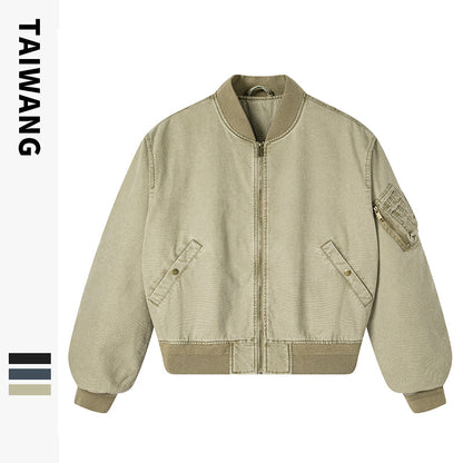 Men’s Loose Drop-Shoulder Lapel Flight Jacket