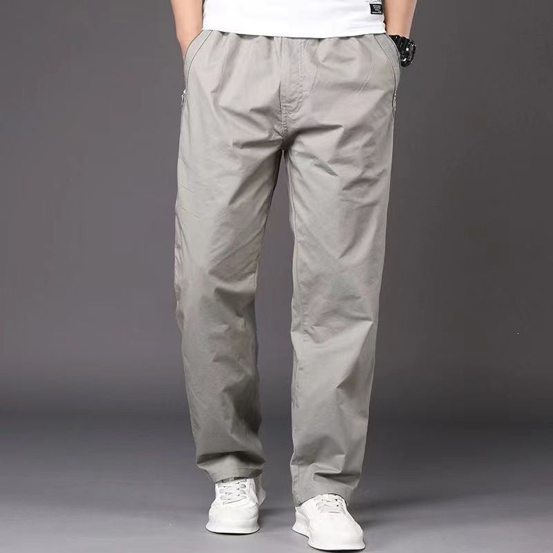 Men’s Plus Size Pure Cotton Straight-Leg Casual Pants