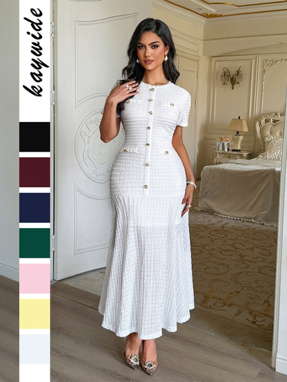 Women’s Elegant Solid Color Short Sleeve Bodycon Dress