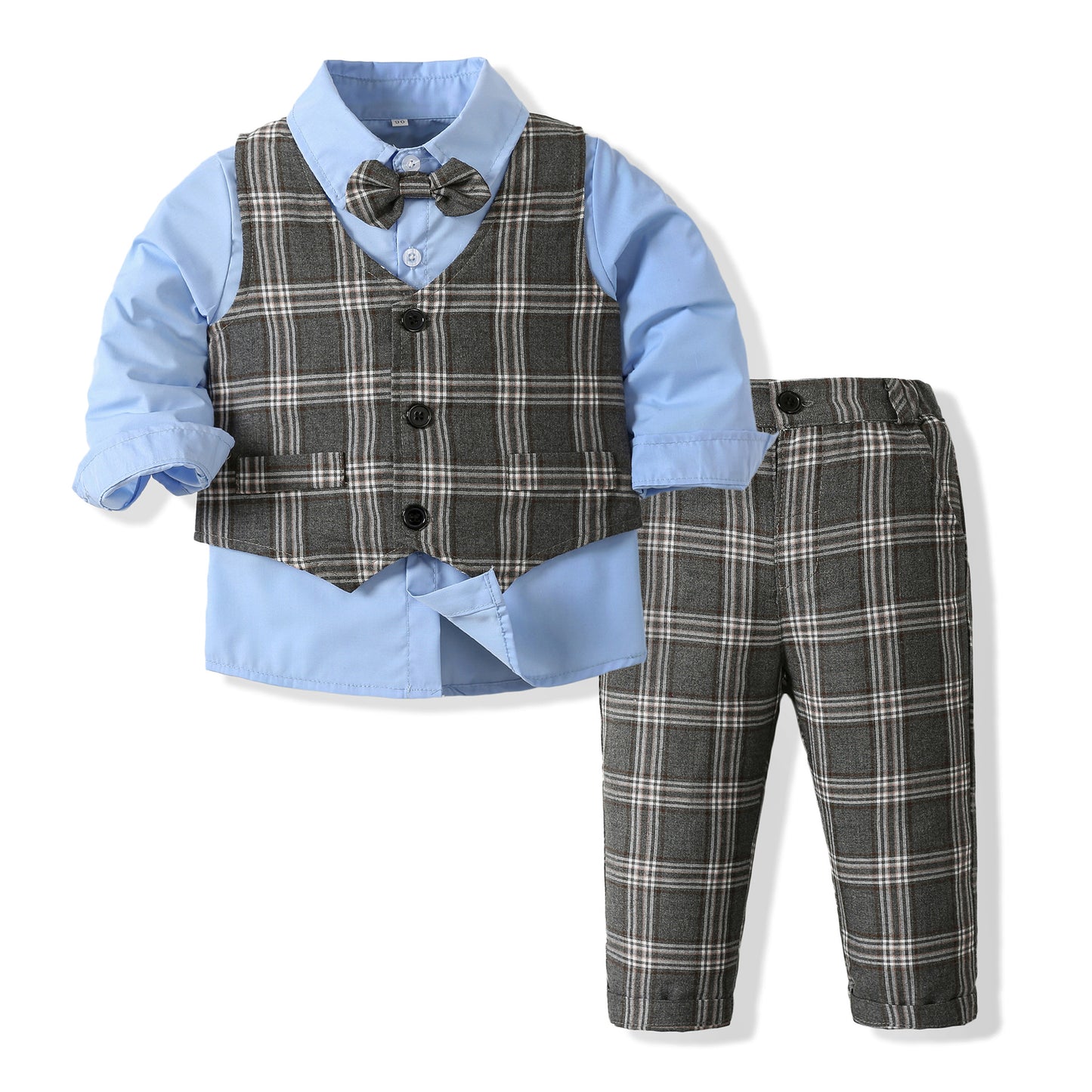 Boys’ Spring & Autumn Shirt Vest Pants Set