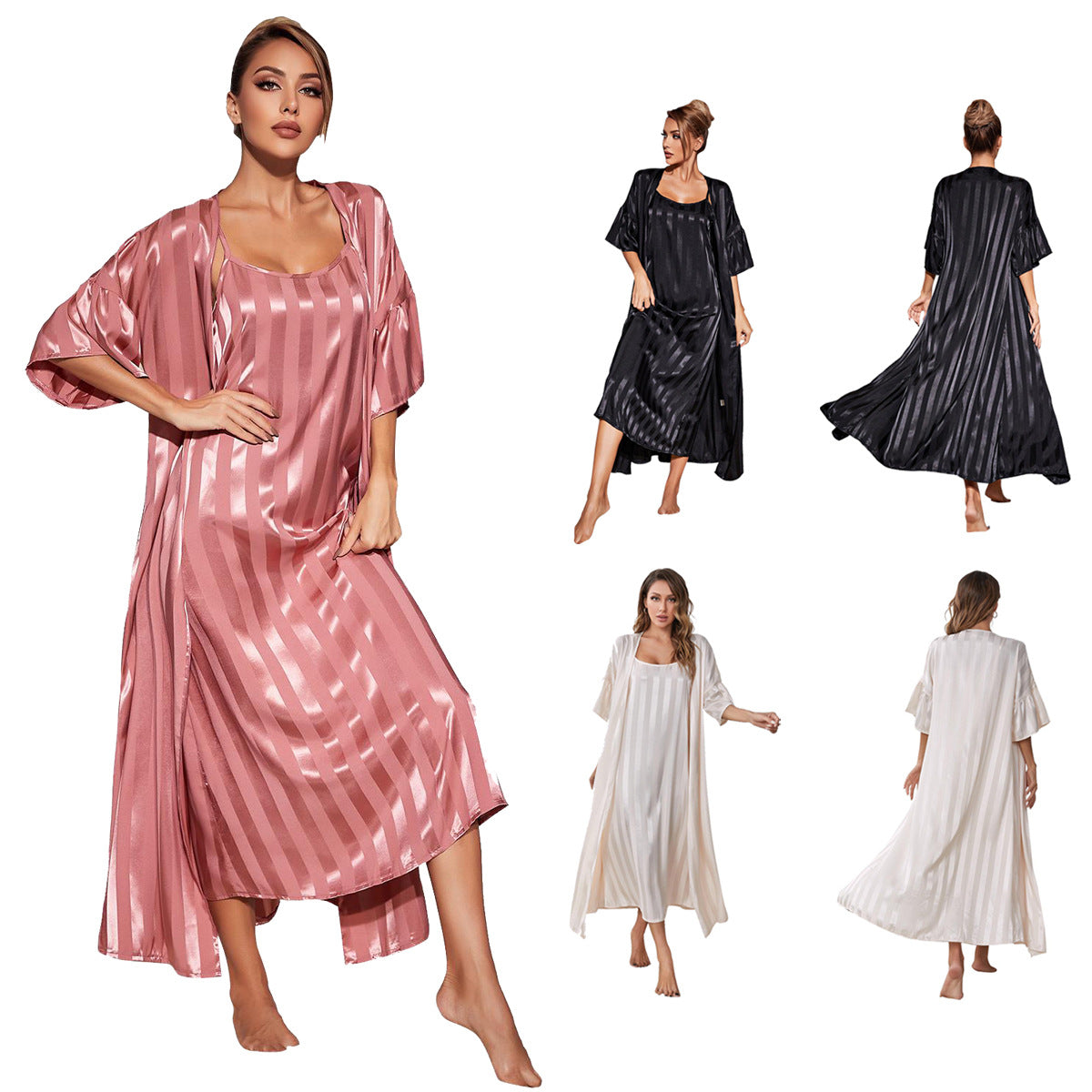 Women’s Ice Silk Robe & Nightdress Set